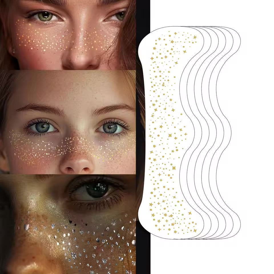 Gold Glitter Faux Freckles Waterproof Sticker