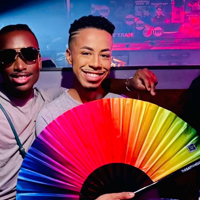 Rainbow Rave Folding Hand Fan