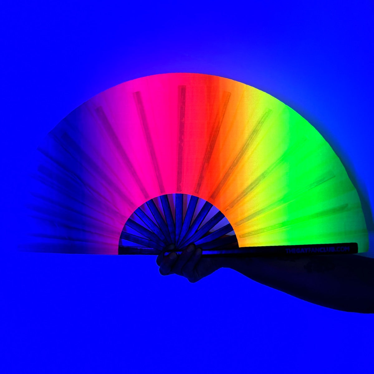 Rainbow Rave Folding Hand Fan