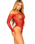 Falling 4 U Rhinestone Sheer Fishnet Long Sleeve Bodysuit