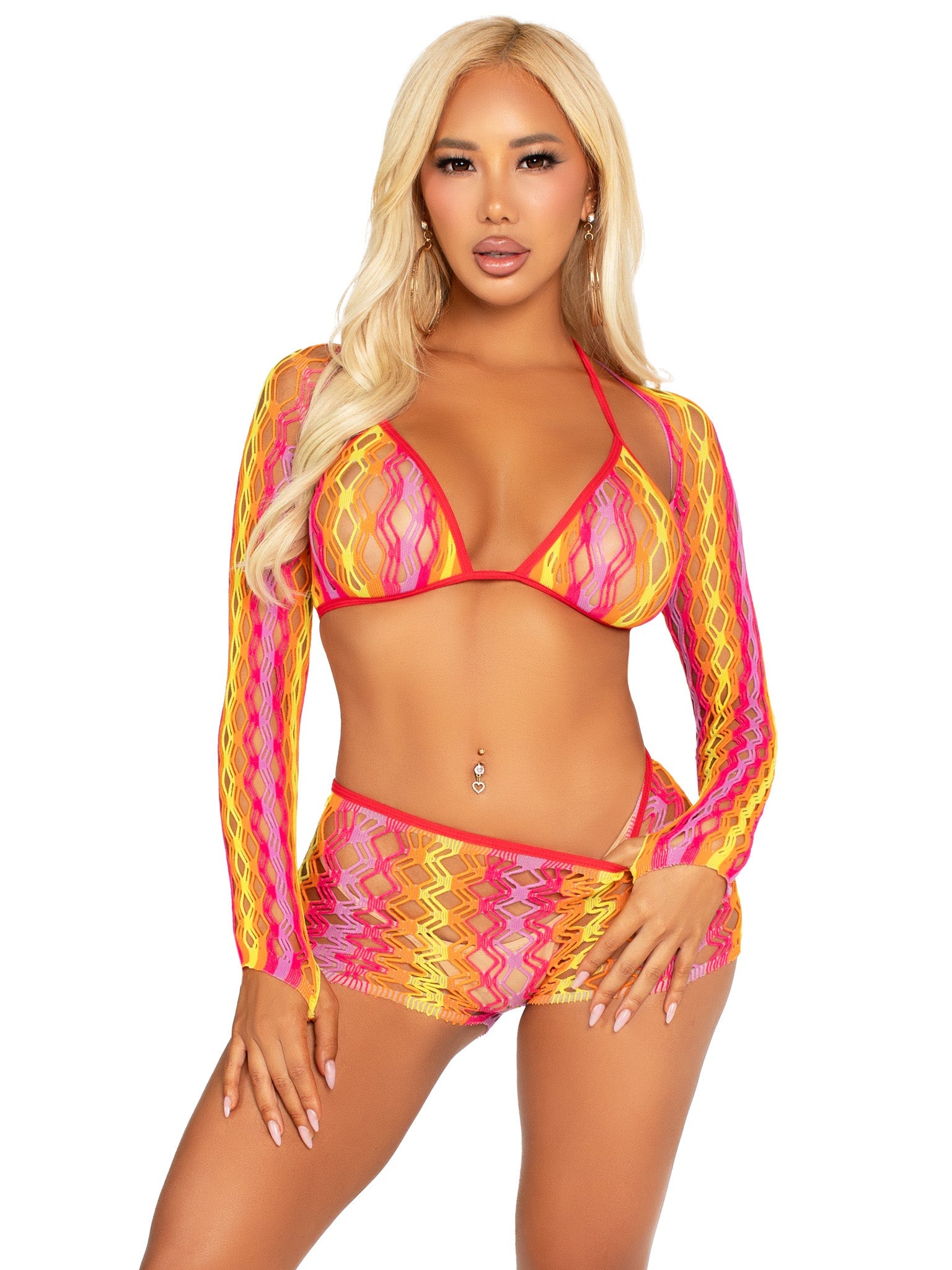 Summer Vibe Bra and Boyshorts See Through Cover Up Set