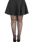 Black Leopard Print Fishnet Tights