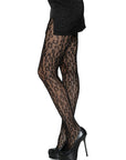 Black Leopard Print Fishnet Tights