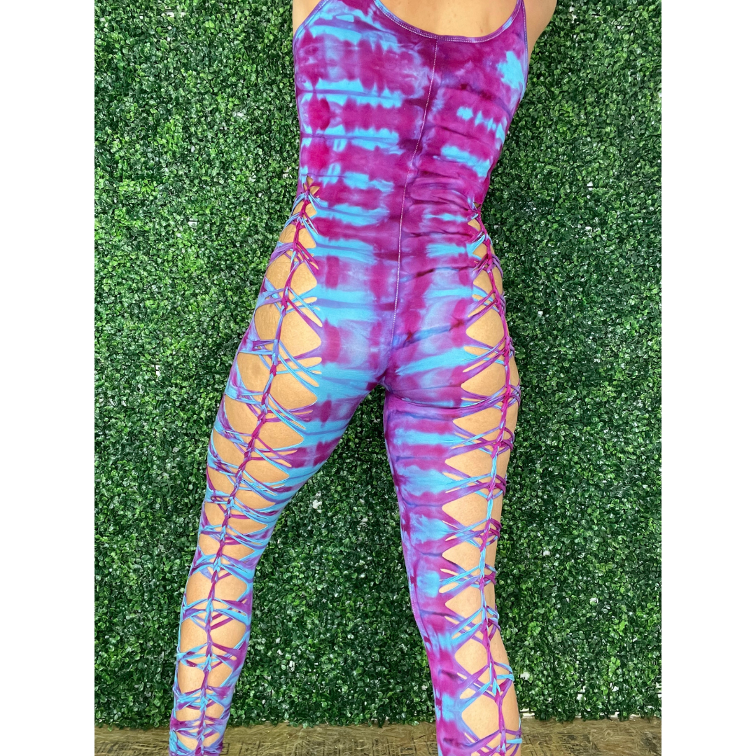 Violet & Blue Weaved Festival Jumpsuit