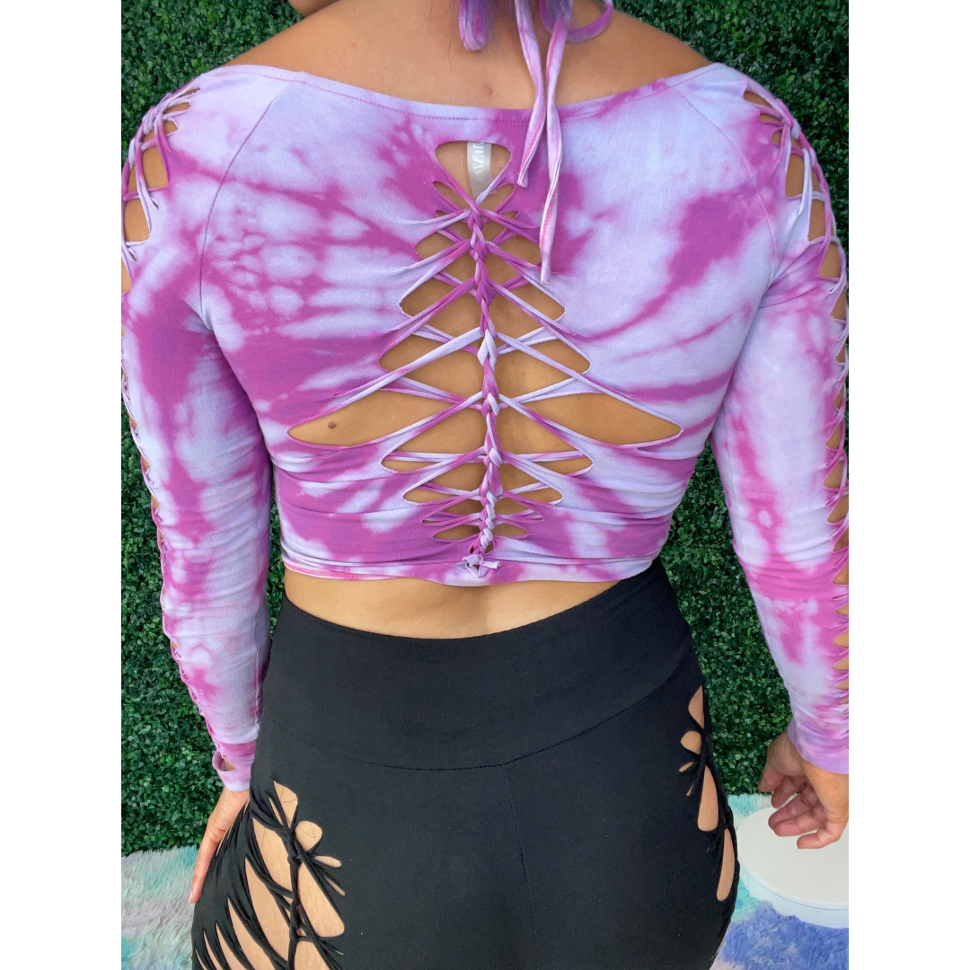 Pink Tiedye Halter Top Festival Longsleeve