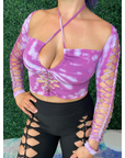Pink Tiedye Halter Top Festival Longsleeve
