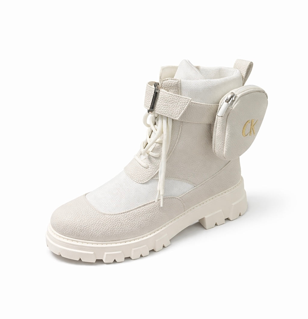 Road Rebel – Vegan Leather Festival Combat Boots with Mesh