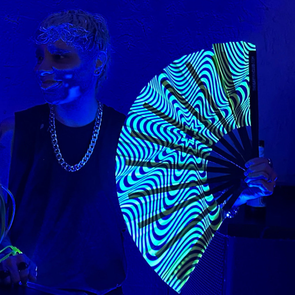 UV Reactive Neon Stranger Danger Folding Hand Fan