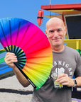 Rainbow Rave Folding Hand Fan