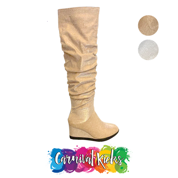 Thigh high hot sale shimmer boots