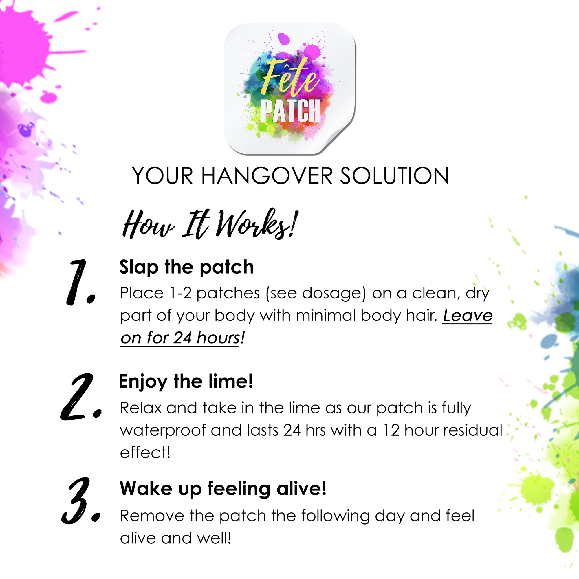 Fete Patch Hangover Solution - Carnival and Festival Lifesaver