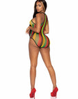 Higher Love Rasta Fishnet See-Through Cover-Up Bodysuit