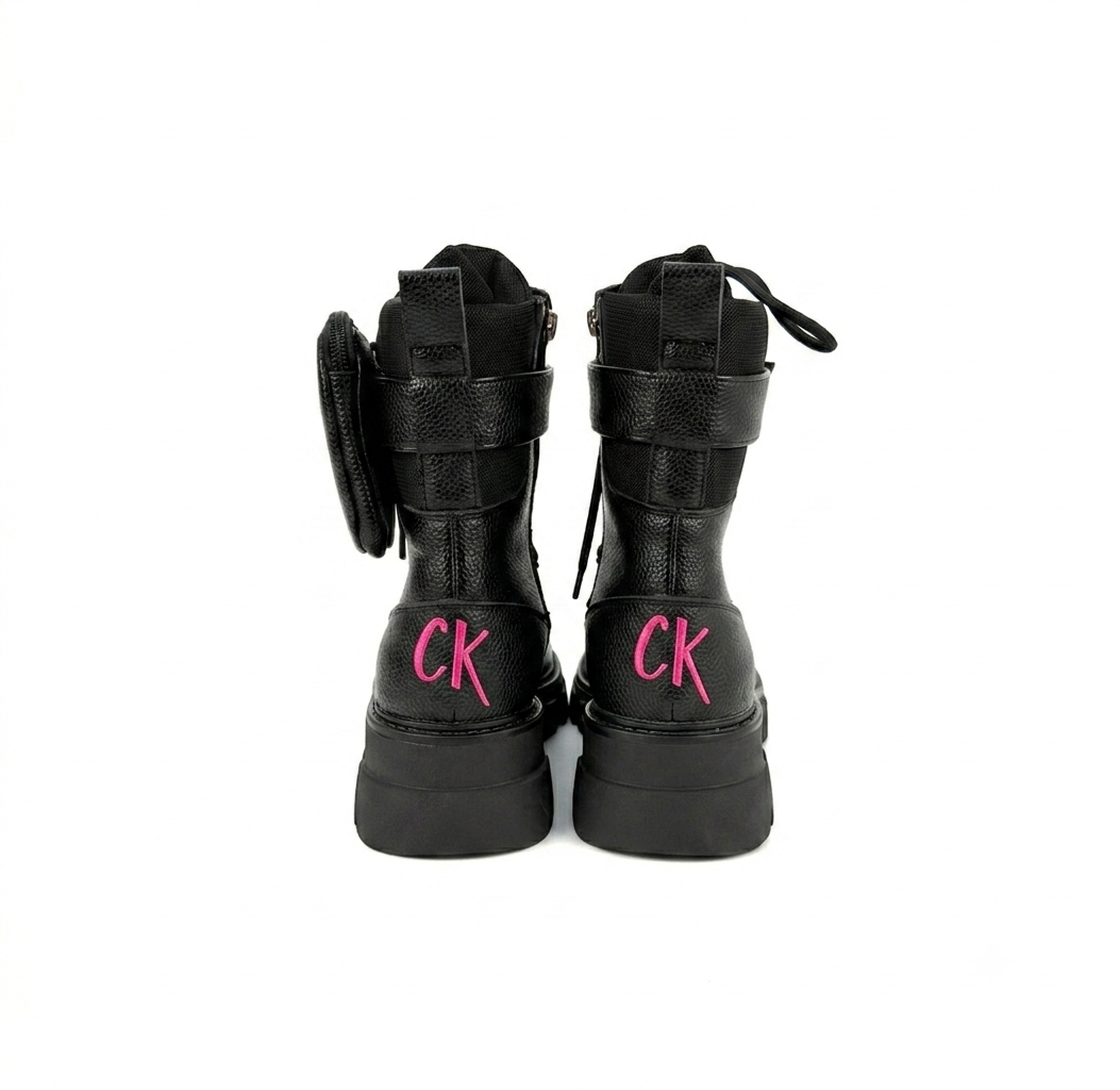 Road Rebel – Vegan Leather Festival Combat Boots with Mesh | Comfortable Carnival &amp; Rave Boots + Mini Bag