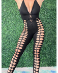 Black Weaved Festival Jumpsuit
