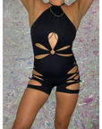 Black Flower Weaved Festival Romper
