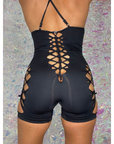 Black Flower Weaved Festival Romper