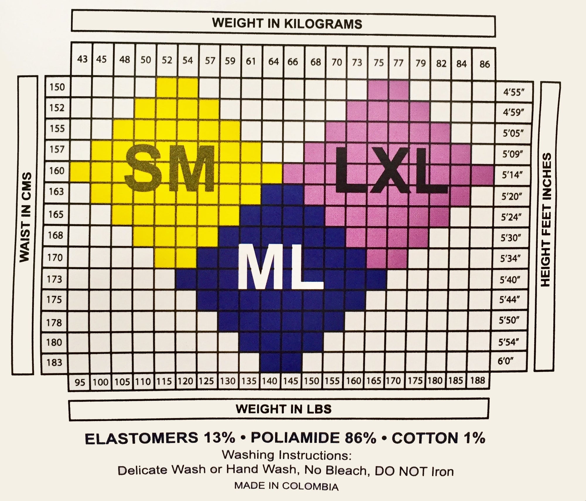 Micles Stockings - Size Chart