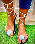 White Strappy LEather Sandals