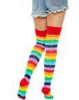 Cherry Rainbow Thigh High Socks