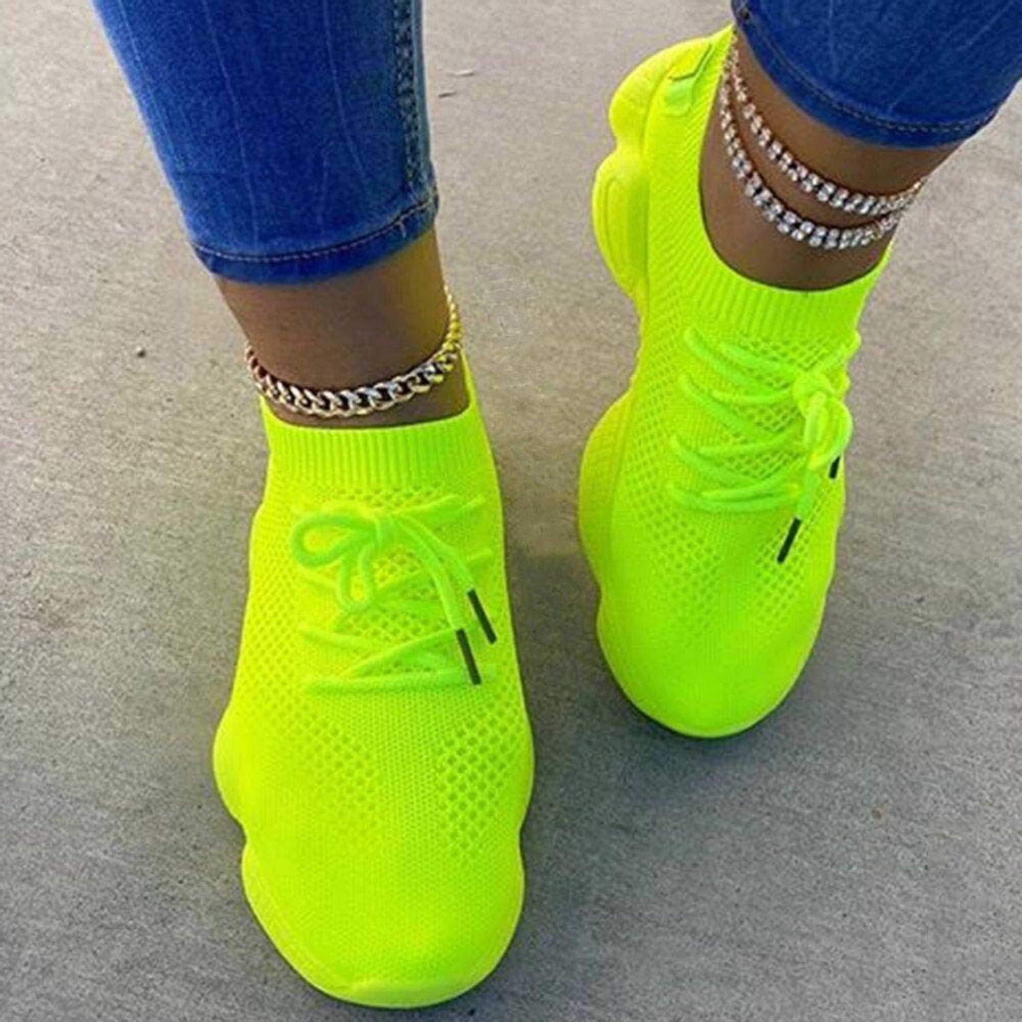 Sneakers with neon yellow on sale