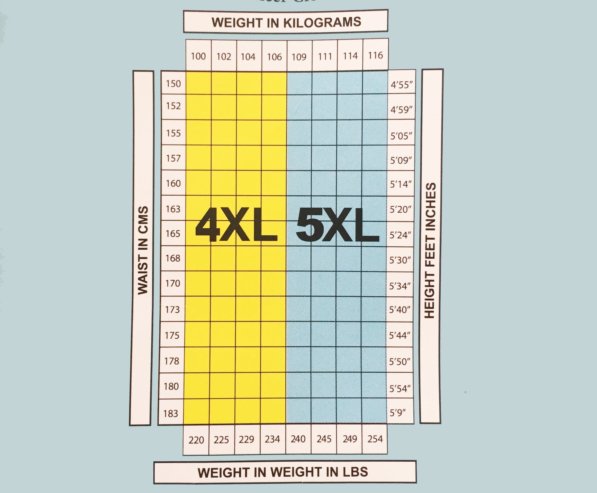 Micles Stockings - Size Chart